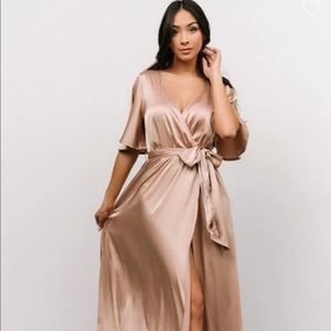 Baltic Born. Kensington Satin Maxi Dress- Champagne Size S